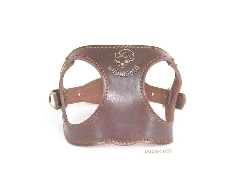 Gold. Pettorina ergonomica e regolabile fashion in cuoio per cani