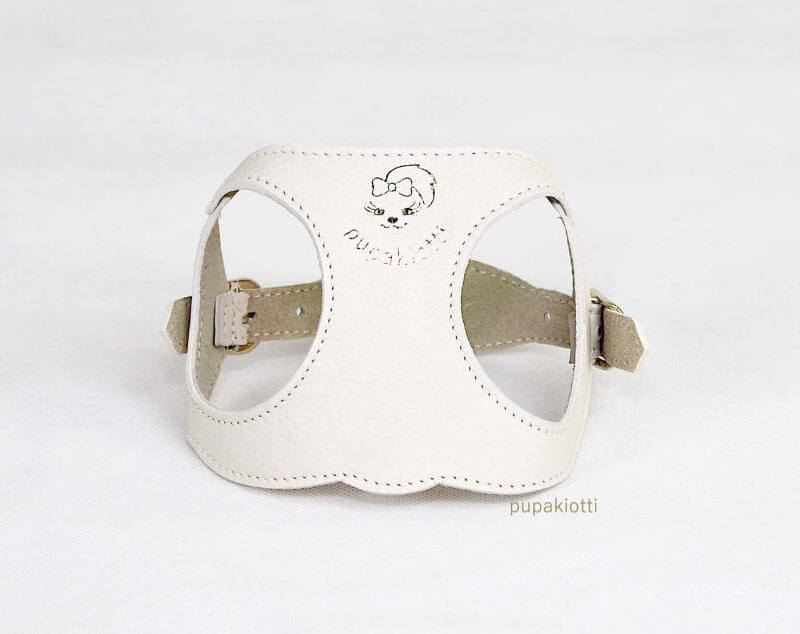 Gold. Pettorina ergonomica e regolabile fashion in pelle per cani