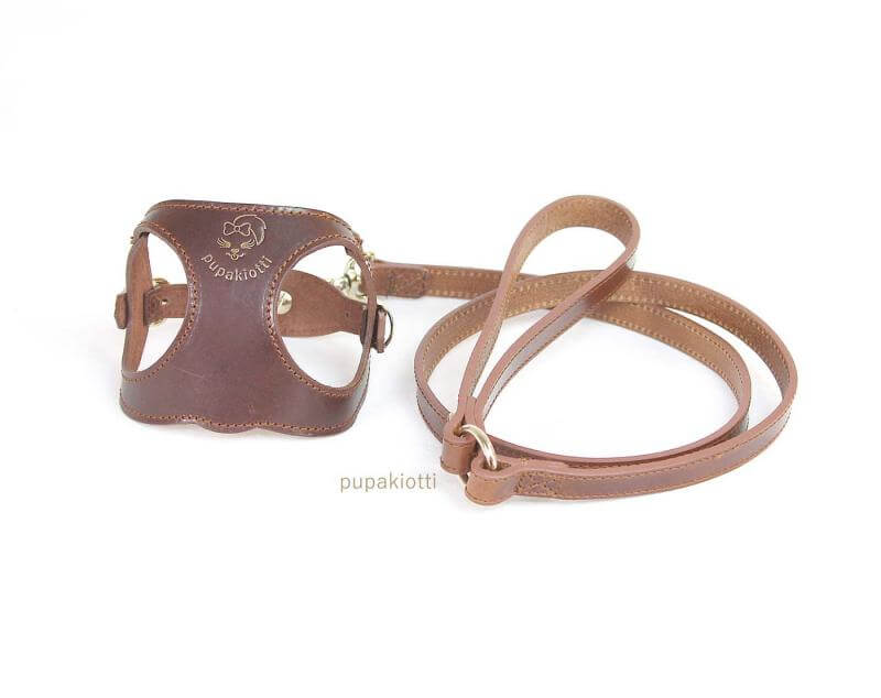 Gold. Pettorina ergonomica e regolabile fashion in cuoio per cani - immagine 2