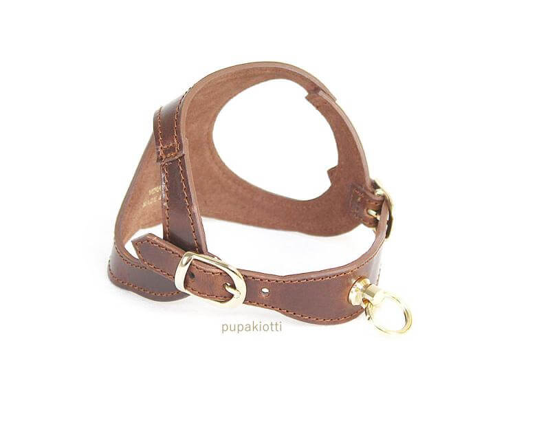 Gold. Pettorina ergonomica e regolabile fashion in cuoio per cani - immagine 4